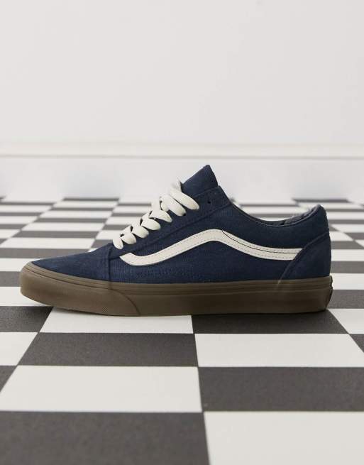 Vans Old Skool heavy canvas sneakers in two tone navy with gum