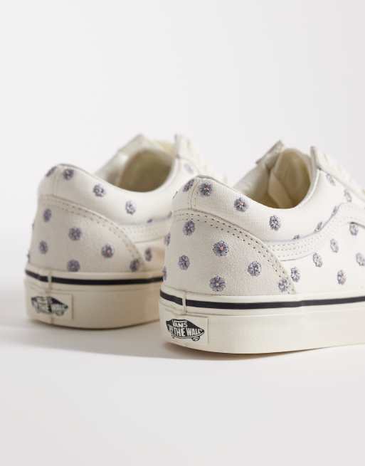 Vans Old Skool - Hvide sneakers med blomsterbroderinger, 3 af 5
