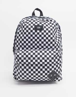 black and white check backpack