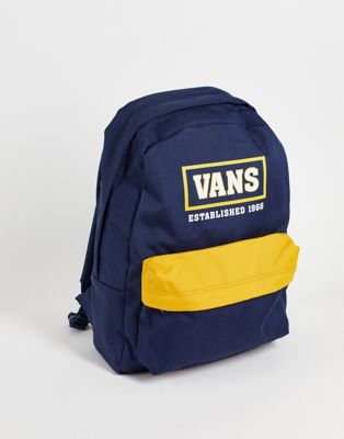 Vans Old Skool IIII backpack in navy/yellow
