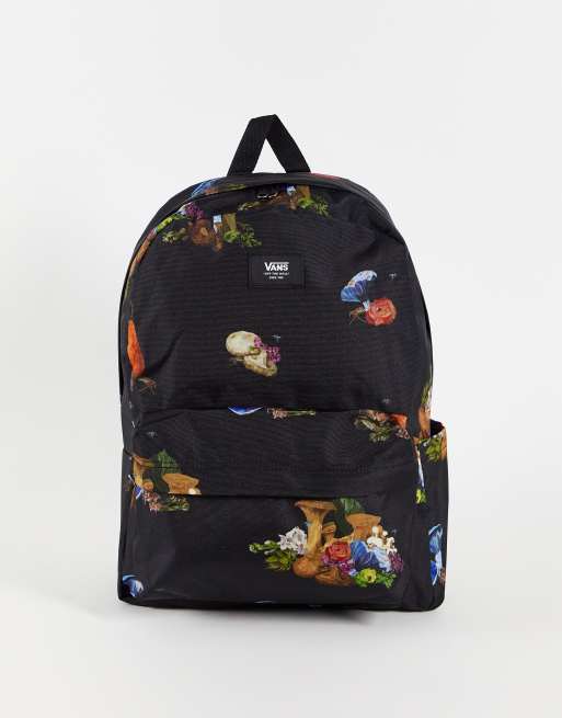 Vans – Old Skool IIII Still Life – Rucksack in Schwarz mit Stillleben-Motiven 