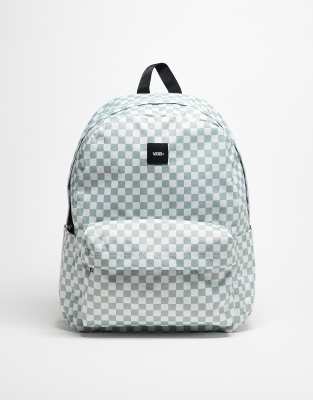 Vans - Old Skool - Karierter Rucksack in Grau-Olivgrün