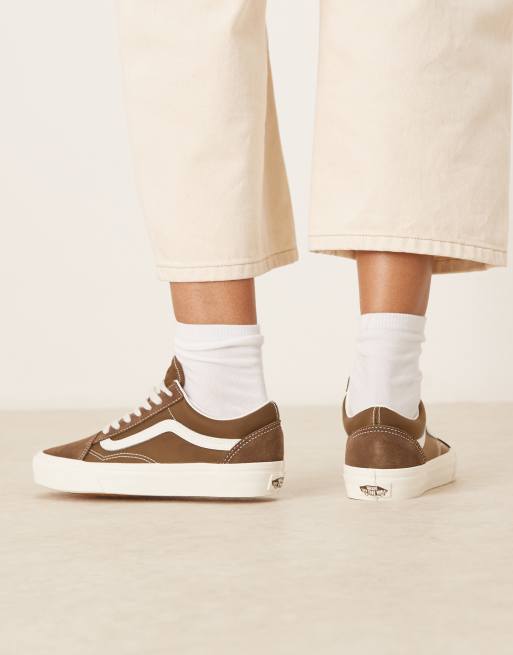 Vans – Old Skool – Kastanjebruna sneakers med naturvita detaljer, 3 av 5