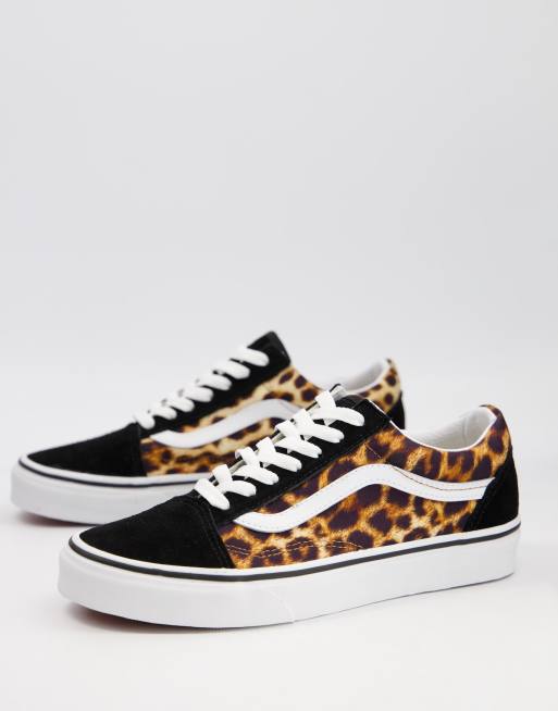 Leopard print cheap black vans