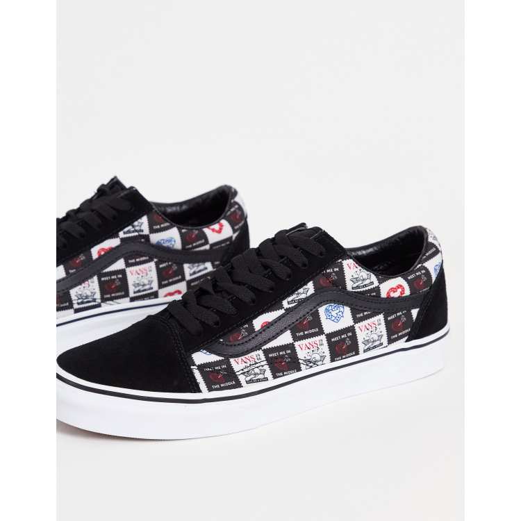 Vans Old Skool Love Letters sneakers in black white ASOS