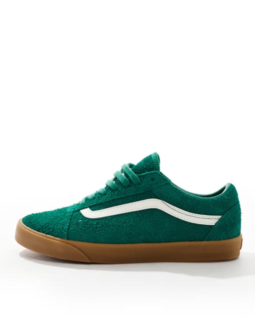 Vans Old Skool Lowpro fluffy suede gum sole sneakers in green, 2 of 5