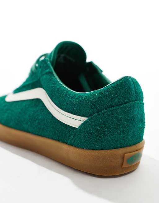Vans Old Skool Lowpro fluffy suede gum sole sneakers in green, 4 of 5