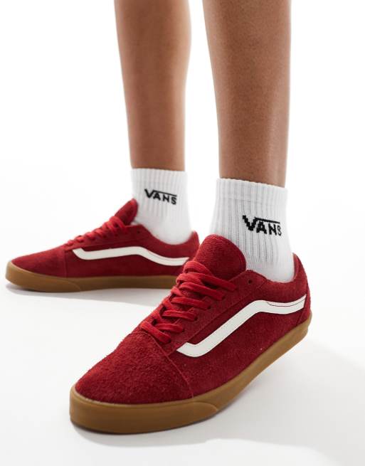 Vans Old Skool Lowpro gum sole sneakers in red