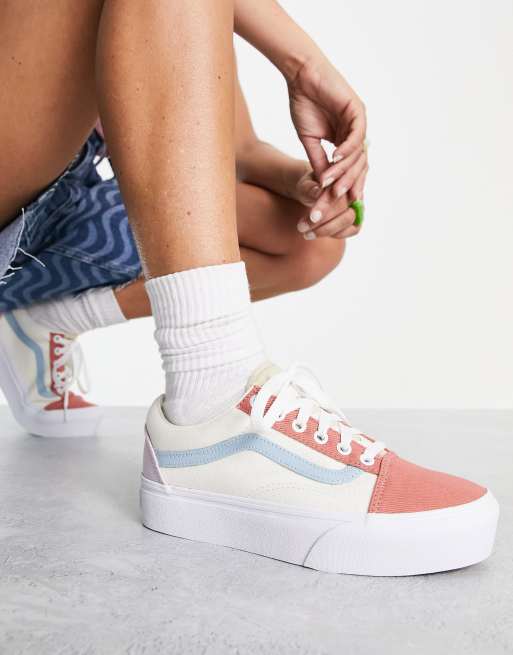 Vans Old Skool Mehrfarbige Twill Sneaker mit Plateausohle ASOS