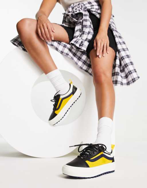 Yellow black sale white vans