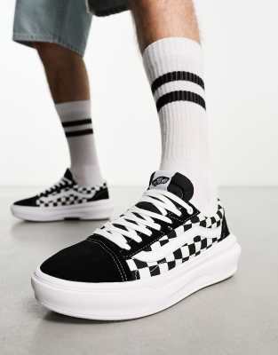 VANS OLD SKOOL OVERT CC CHECKERBOARD SNEAKERS IN BLACK AND WHITE