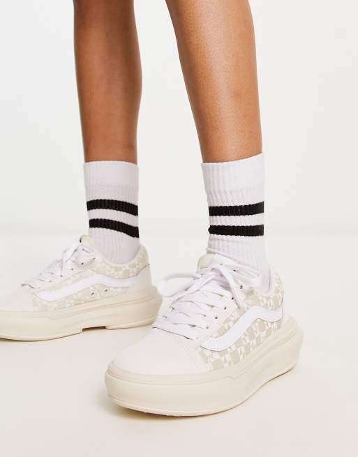 Vans - Old Skool Overt - Råhvide skakternede sneakers 