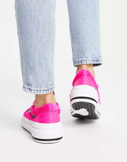 Pink vans with fur best sale