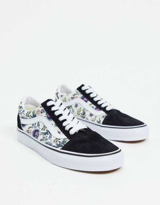 Buty vans old on sale skool w kwiaty