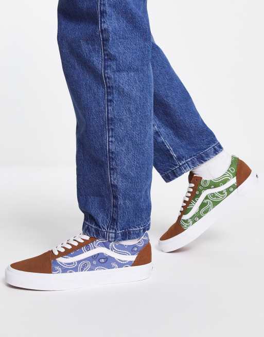 Vans Old Skool Peace Sneakers blu marroni con stampa cachemire