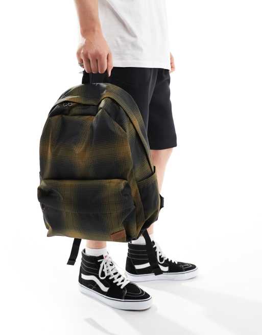 Vans old skool plaid backpack in black and khaki | ASOS display picture 1