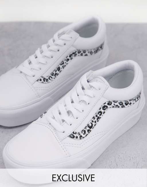 Vans Old Skool Platform Animal sneakers in white Exclusive to ASOS