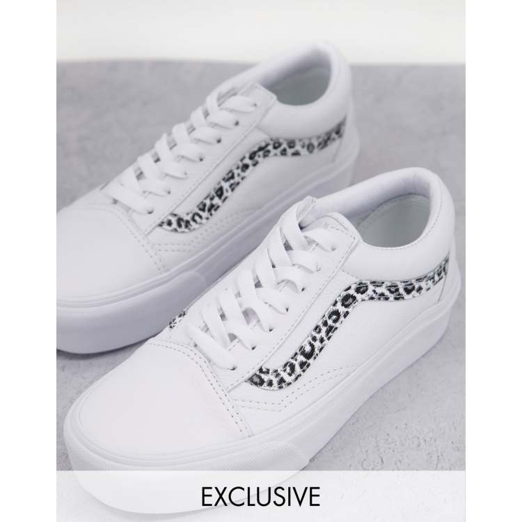 Vans Old Skool Platform Animal trainers in white Exclusive at ASOS ASOS