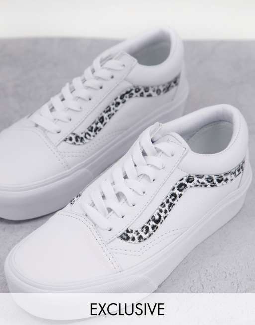 Vans Old Skool Platform Animal trainers in white Exclusive at ASOS