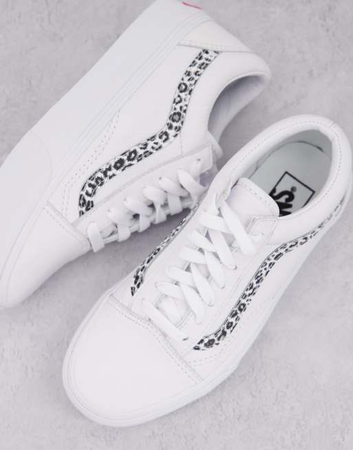 White vans with store leopard print stripe