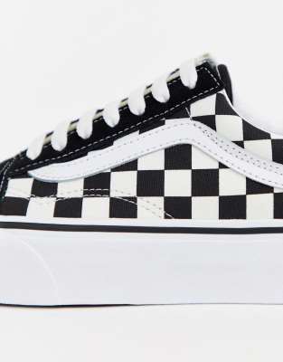 black checkered platform vans