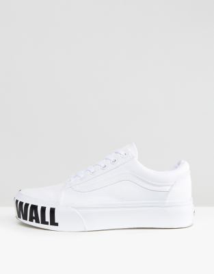 vans old skool platforms white off the wall