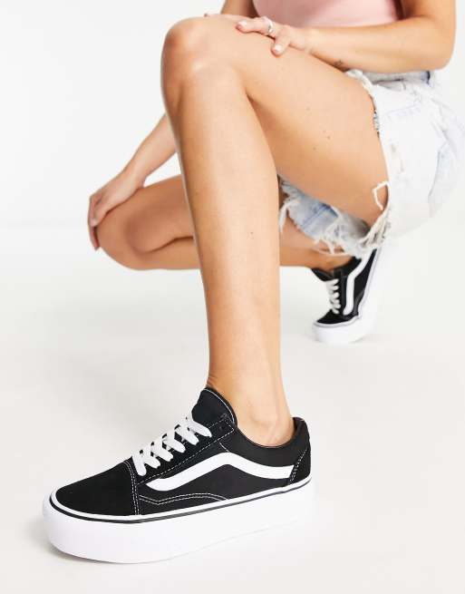 Platform vans black outlet and white