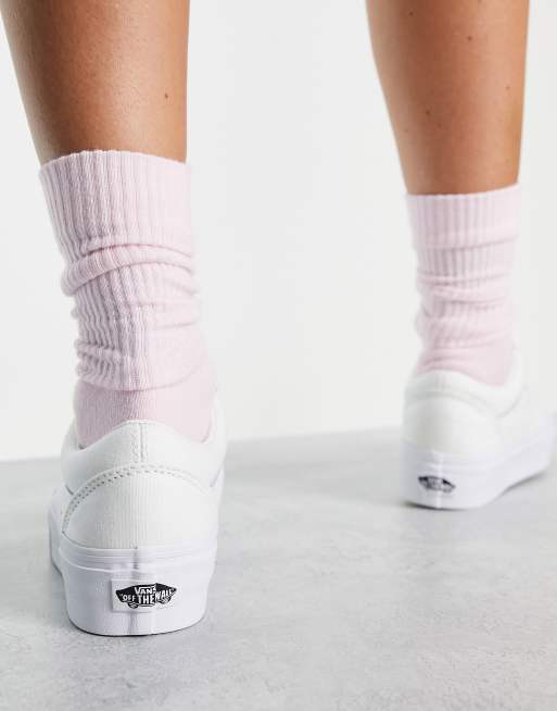Vans Old Skool platform sneakers in true white , 3 of 4