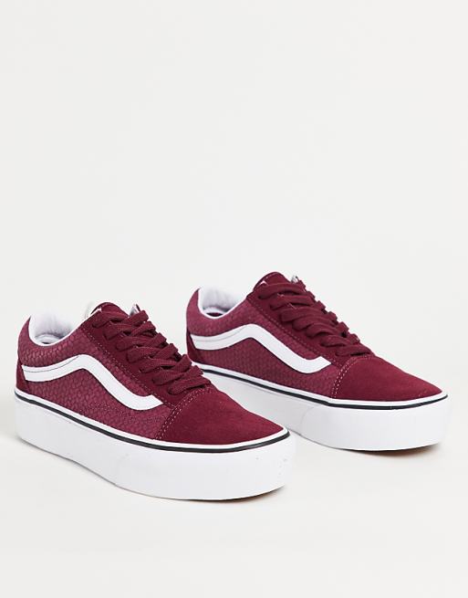 Vans Old Skool Platform Suede Emboss sneakers in burgundy قماش شانيل Vans Old Skool Platform Suede Emboss sneakers in burgundy قماش شانيل