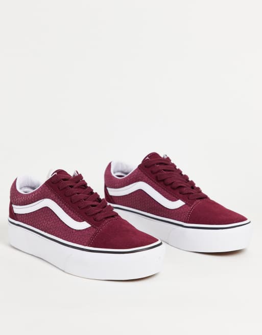 Vans Old Skool Platform Suede Emboss sneakers in burgundy ASOS