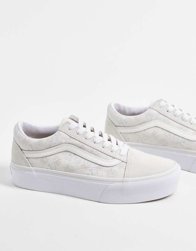 Vans Old Skool Platform Tonal Floral sneakers in off-white