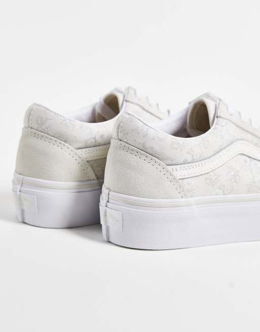 Old skool platform vans white best sale