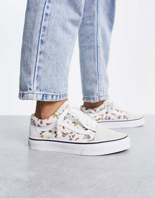 Oplossen gebonden opleiding Vans Old Skool poppy print sneakers in off-white | ASOS