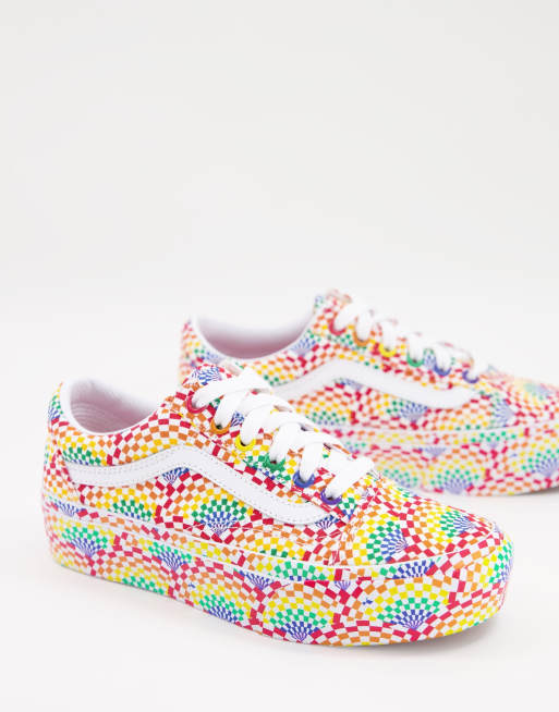 Vans old skool rainbow on sale platform