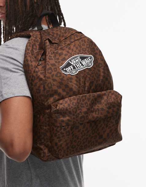 Vans old skool printed classic backpack in brown and black - view 1