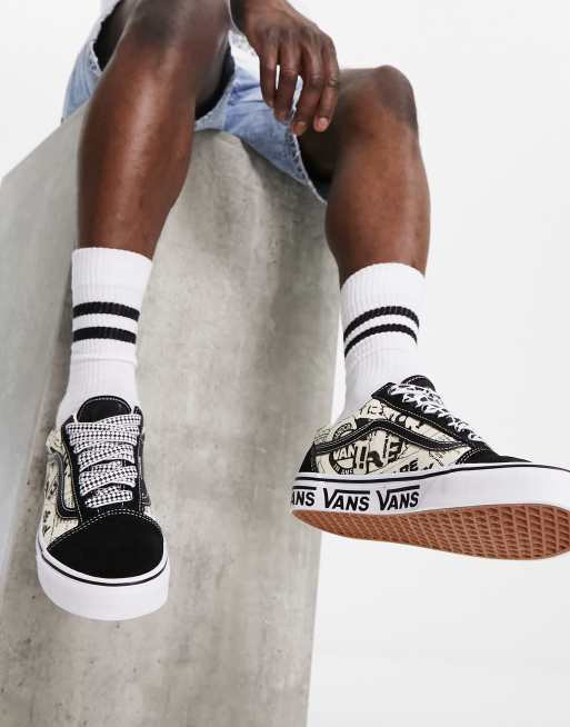 Vans Old Skool printed sneakers in black and white ASOS