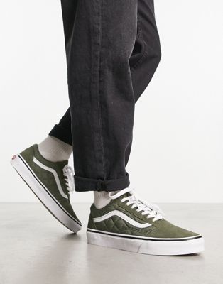 Vans Old Skool quilted trainers in khaki  - ASOS Price Checker