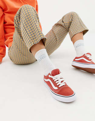 outfits with red old skool vans