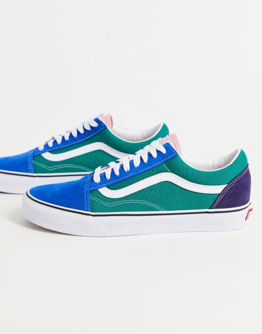 Vans old skool clearance bleu jaune vert rouge