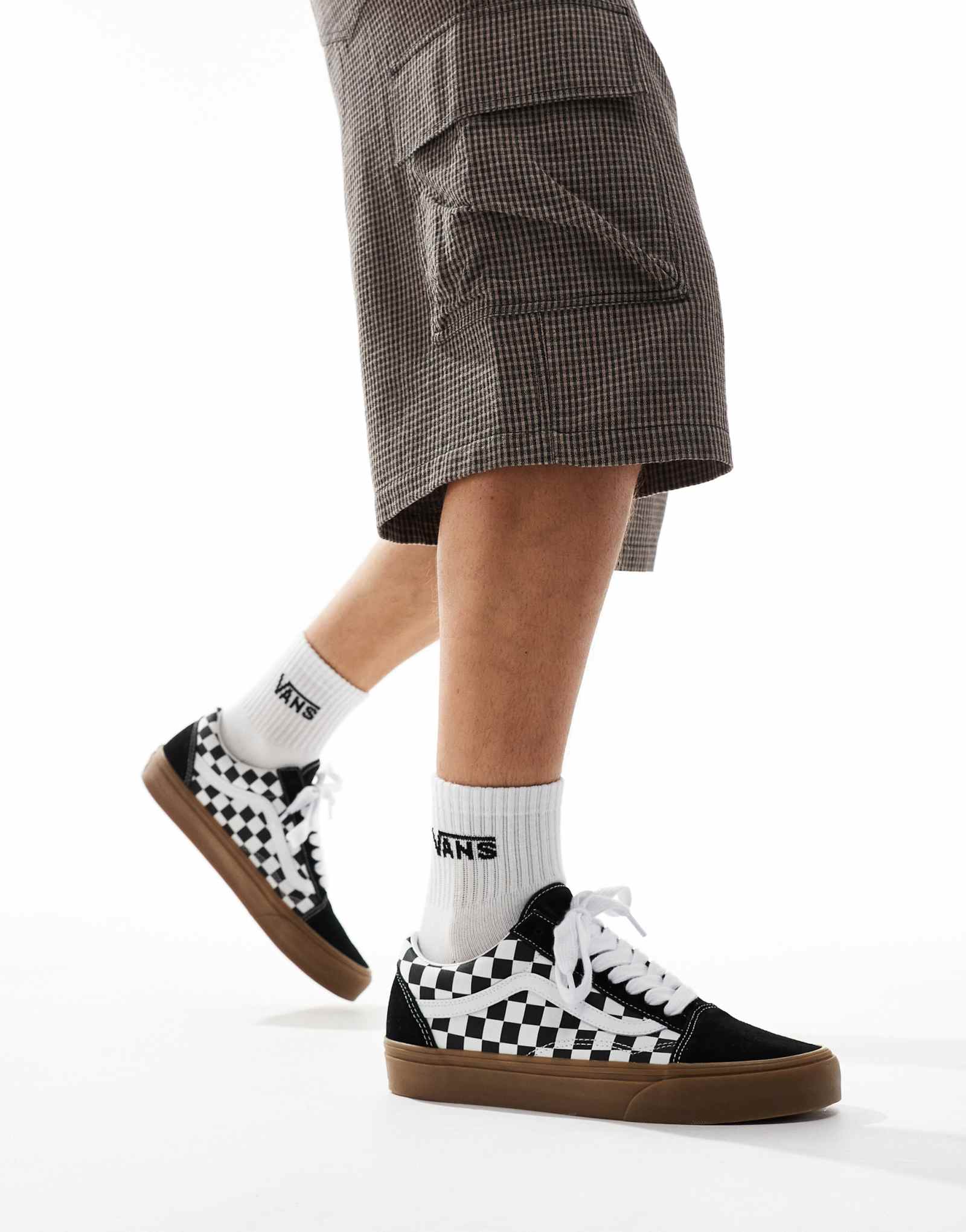 Кеды Vans Old Skool на резиновой подошве с черно-белым клетчатым принтом