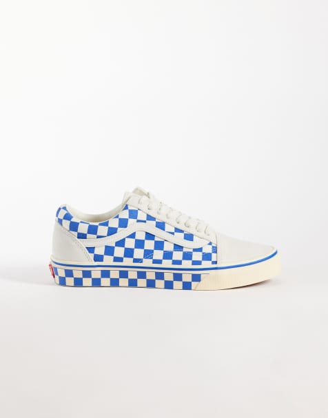 Vans Old Skool rutiga sneakers i blått och vitt - view 1