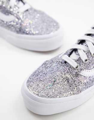 silver vans glitter