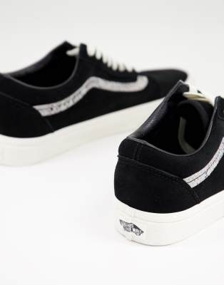 vans old skool snake print suede trainers in black