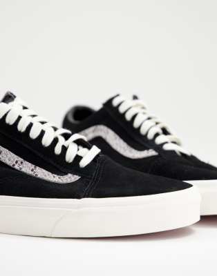 vans old skool snake print suede trainers in black