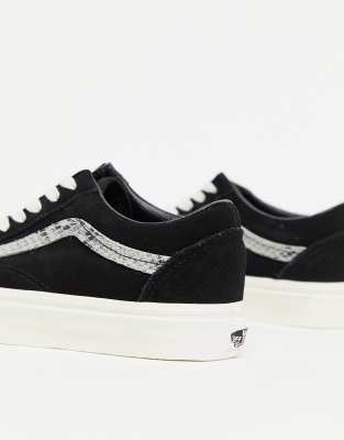 vans old skool snake print suede trainers in black