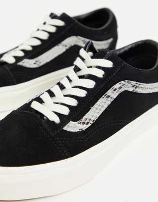 vans old skool snake print suede trainers in black