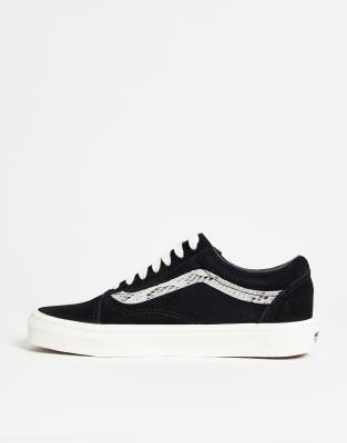 vans old skool snake print suede trainers in black