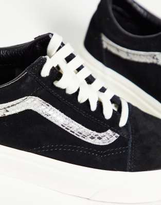 vans old skool snake print suede trainers in black