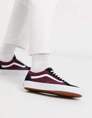 vans old skool trainers in burgundy