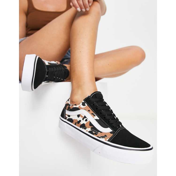 Vans – Old Skool – Sneaker in Schwarz mit Kuhfellmuster in Braun | ASOS